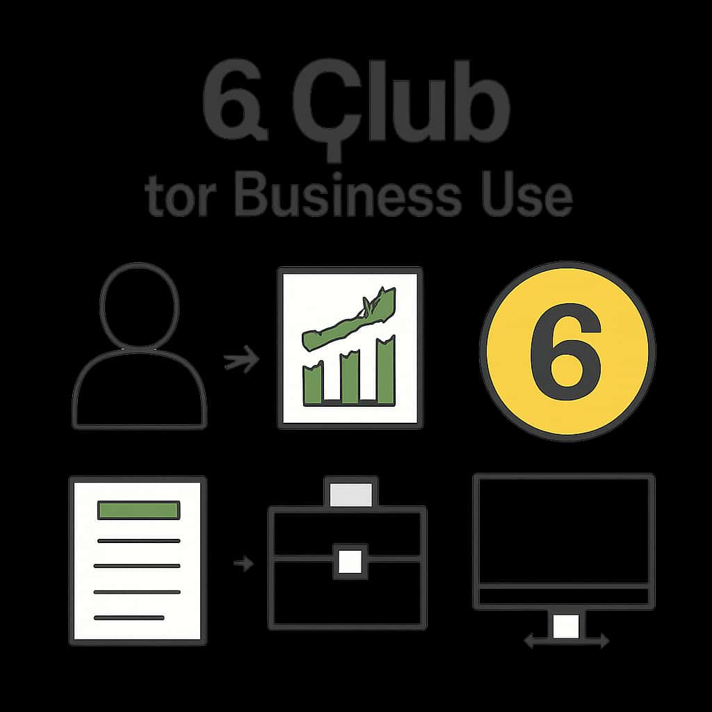 Diagram explaining features of 6 Club for Business Use.