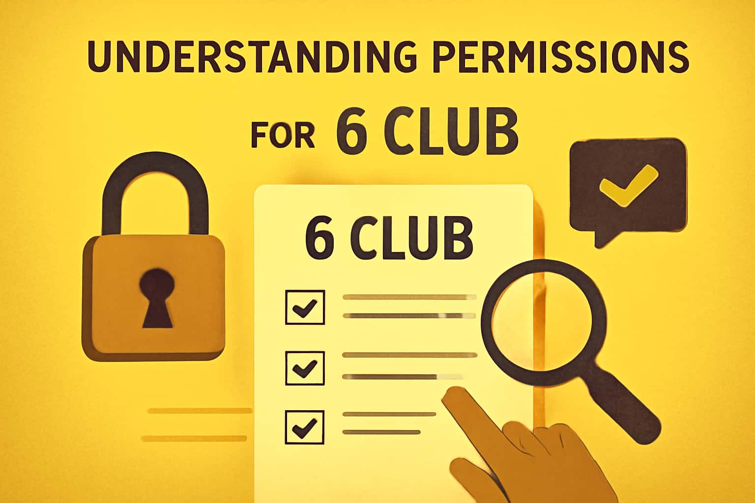 A neutral informational scene depicting the title 'Understanding Permissions for 6 Club' in a modern design.