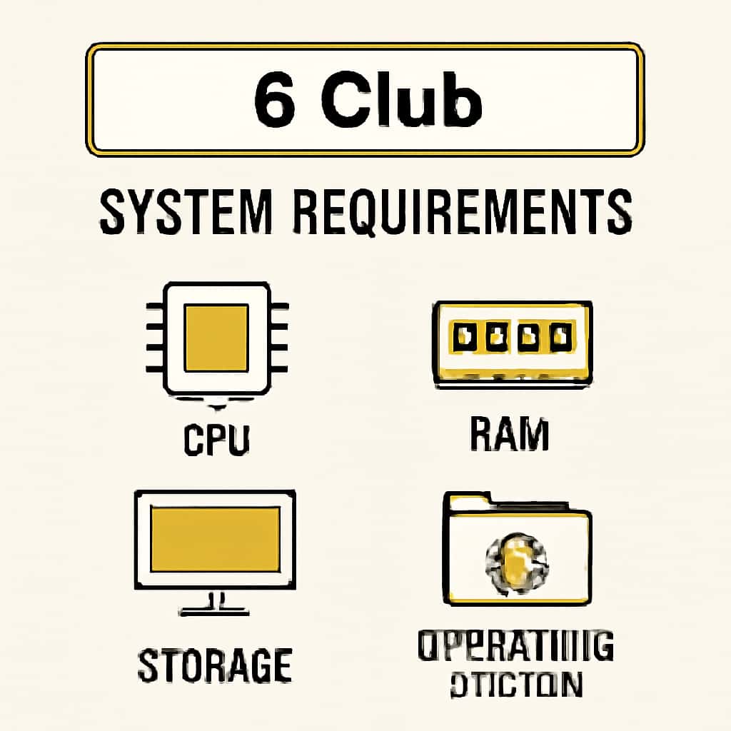 Diagram illustrating the requirements and steps for the 6 Club app.
