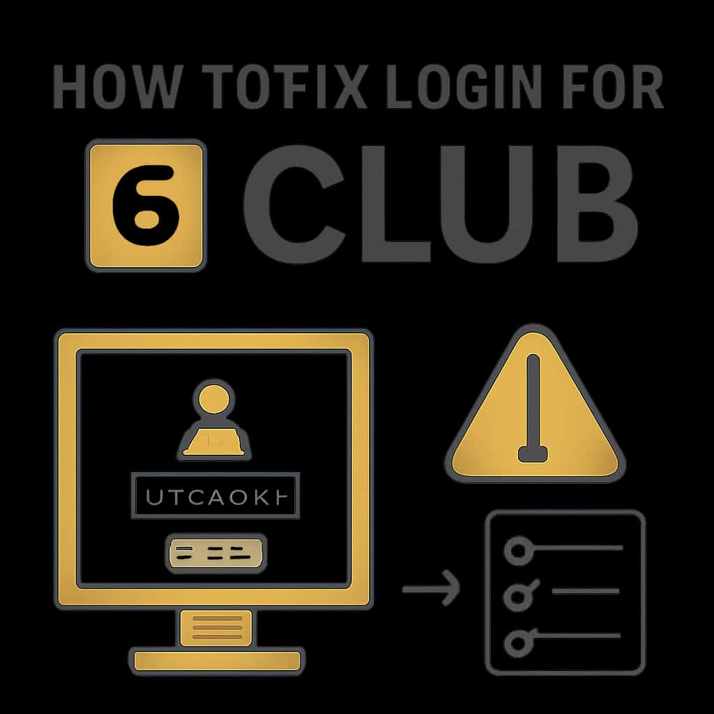 Diagram explaining login troubleshooting steps for 6 Club.