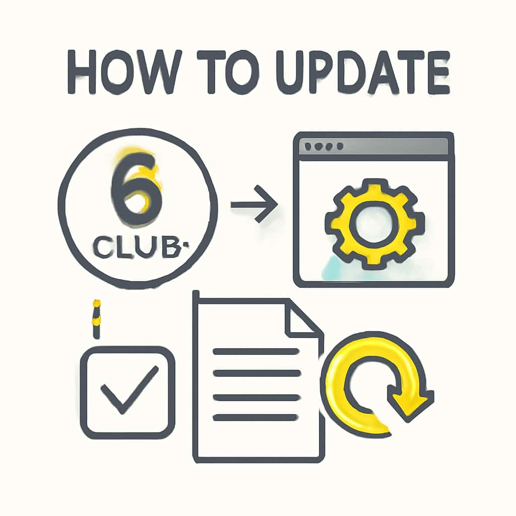 Diagram illustrating the steps to update the 6 Club app.