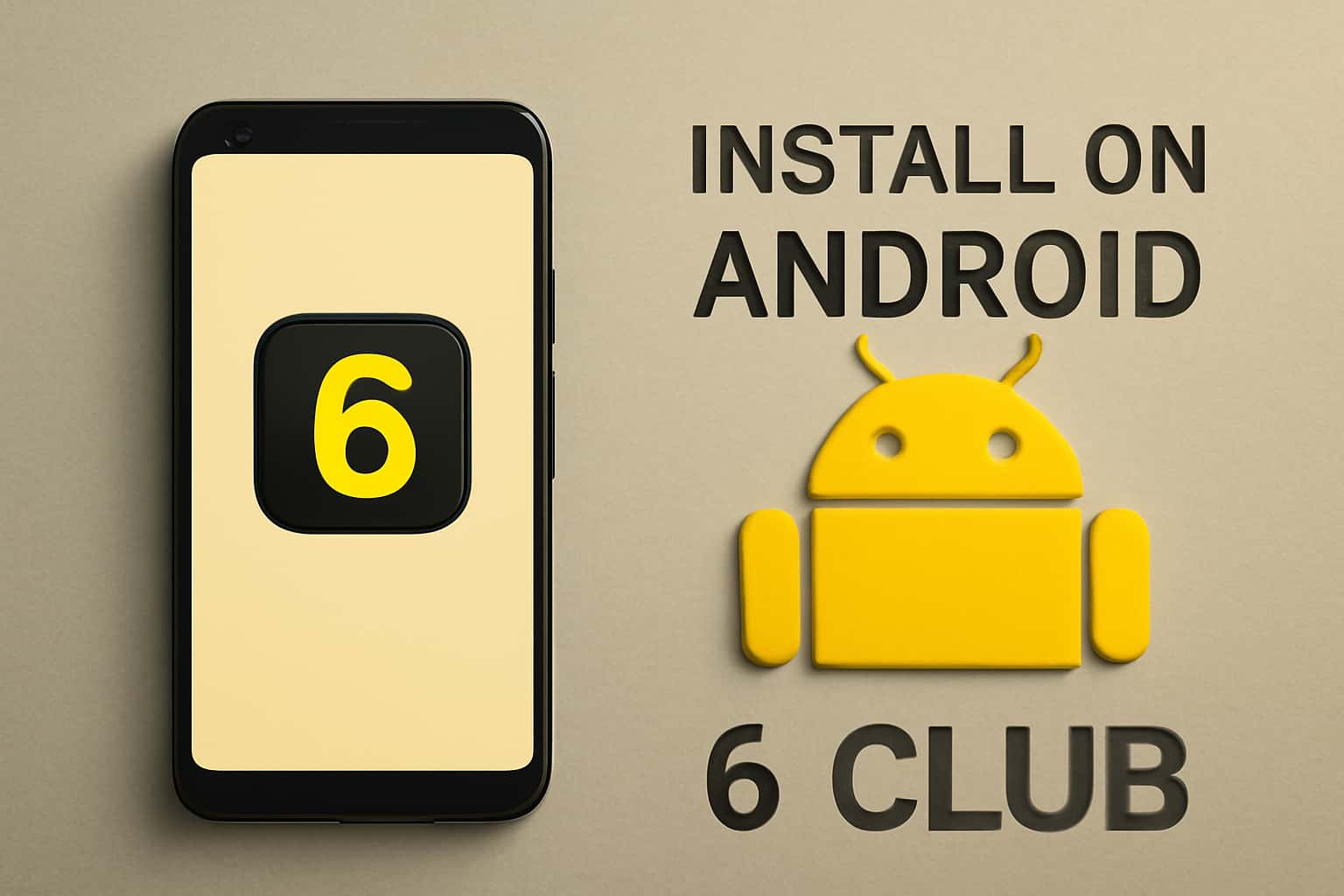 Informational graphic about installing 6 Club on Android.