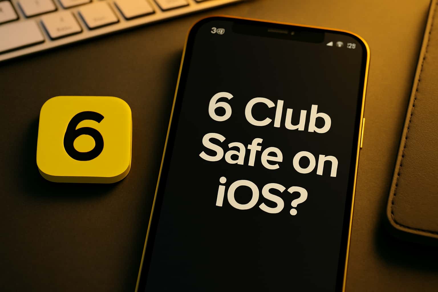 An informational scene depicting the safety aspects of the 6 Club app on iOS.
