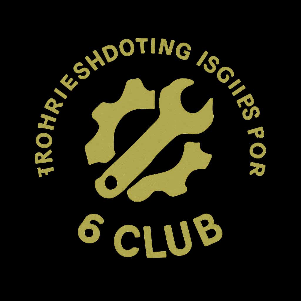 Badge showing troubleshooting information for the 6 Club app.